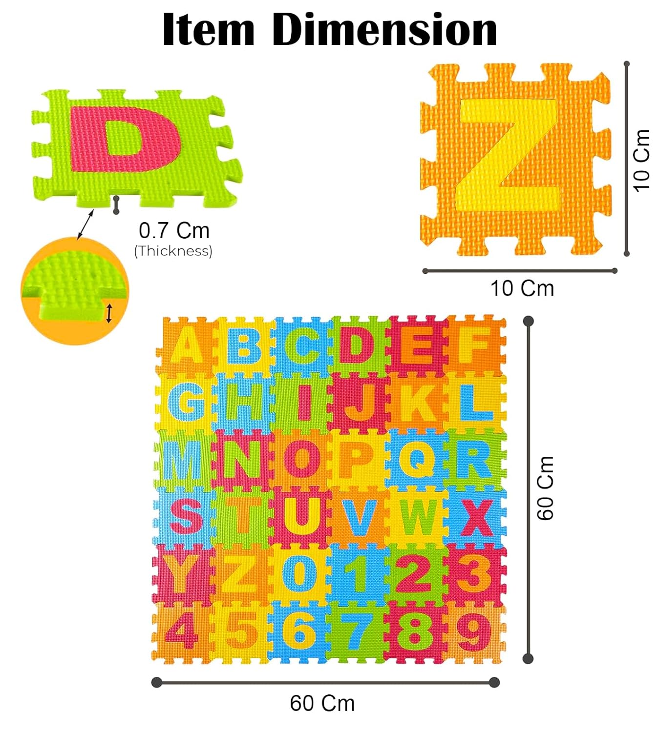 Alphabet and Number ABCD  Mini Puzzle Mat for Kids Learning & Fun Purpose[Suitable for Above 2 Years Children][36 Pcs]