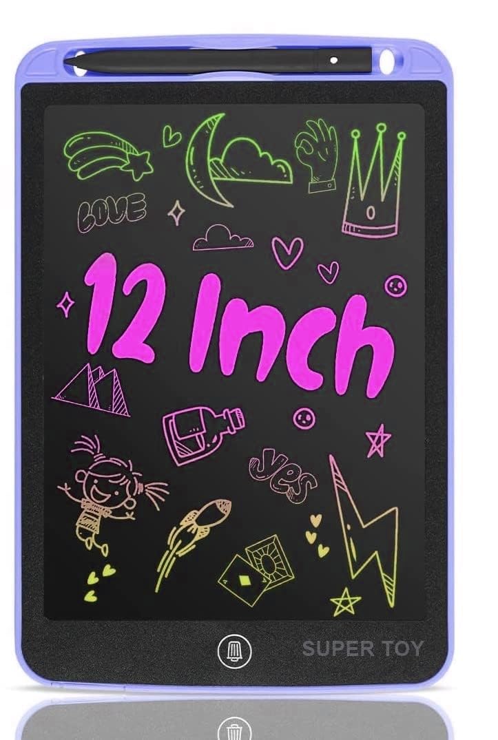 SUPER TOY 12 Inch LCD Writing Tablet Reusable E-Note Pad Graphic Drawing Best Birthday Gift for Kids Boys Girls