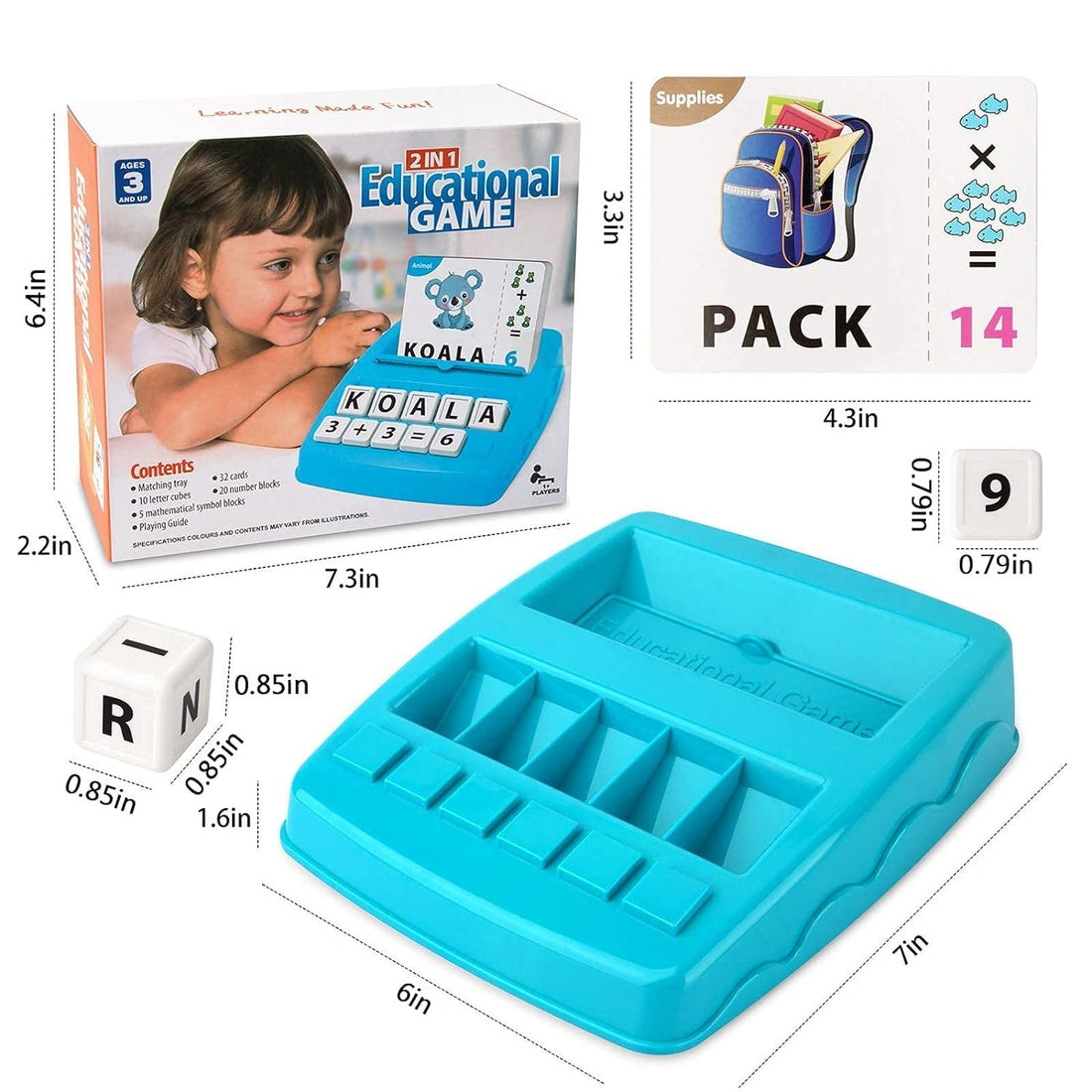 Educational Game of Learning Words with Flash Cards 2 in 1 Matching Letter and Number Games for Boys and Girls Sight Words Recognition Kindergarten Teaching Tools Preschool 3 to 8 Years Old