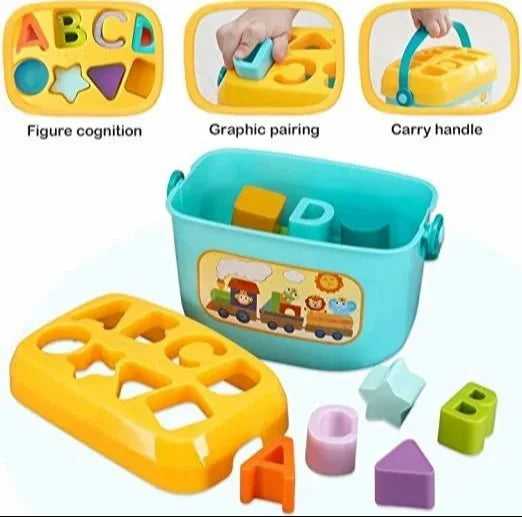 Baby'S First Shape Sorting Blocks Toys With 16 Building Blocks