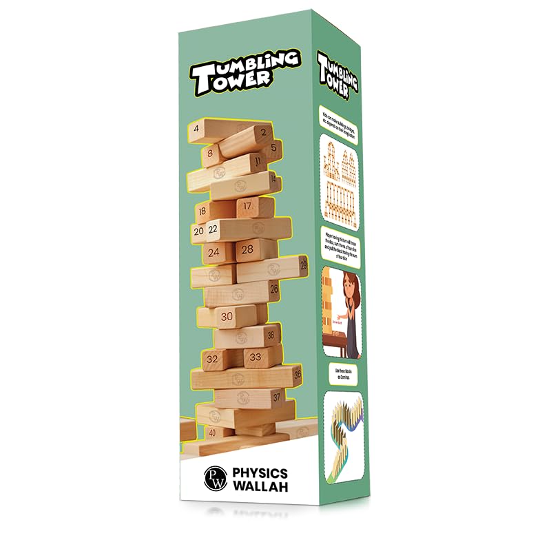 Tumbling Tower - Premium Stacking Tower Game for Kids, Adult & Family | Improves Strategic Thinking, Fine Motor Skills, Concentration | Premium Wood