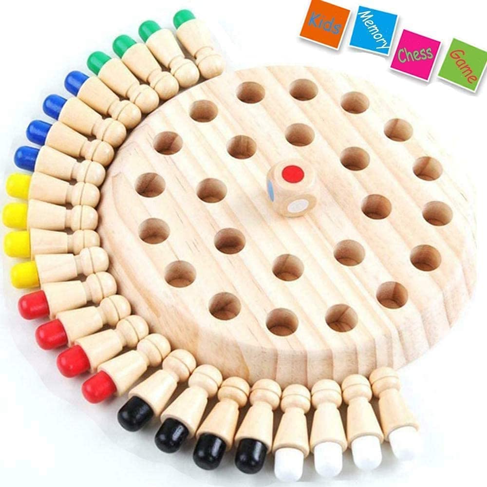 Wooden Memory Match Stick Chess Game,BLOWEST Colorful Memory Chess, Funny Block Board Game, Early Educational Toy, Brain Training Games