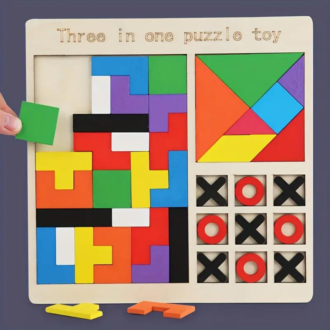 Wooden Rainbow 3D Puzzle Block Game | Montessori Educational Tangram Toy for Kids | DIY Brain Teaser & Shape Sorting Learning Toy