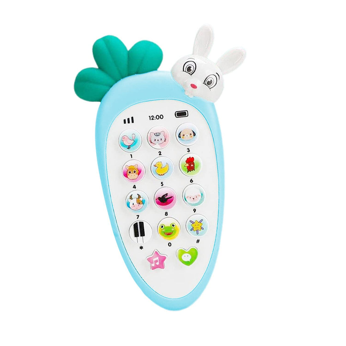 Radish Style Cute Rabbit Face Pretend Play Cell Phone Toy for Kids, Toddlers with Music, Ringtones, Lights - Birthday Party Favors and Gifts for Girls (Blue)