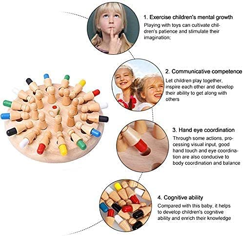 Wooden Memory Match Stick Chess Game,BLOWEST Colorful Memory Chess, Funny Block Board Game, Early Educational Toy, Brain Training Games