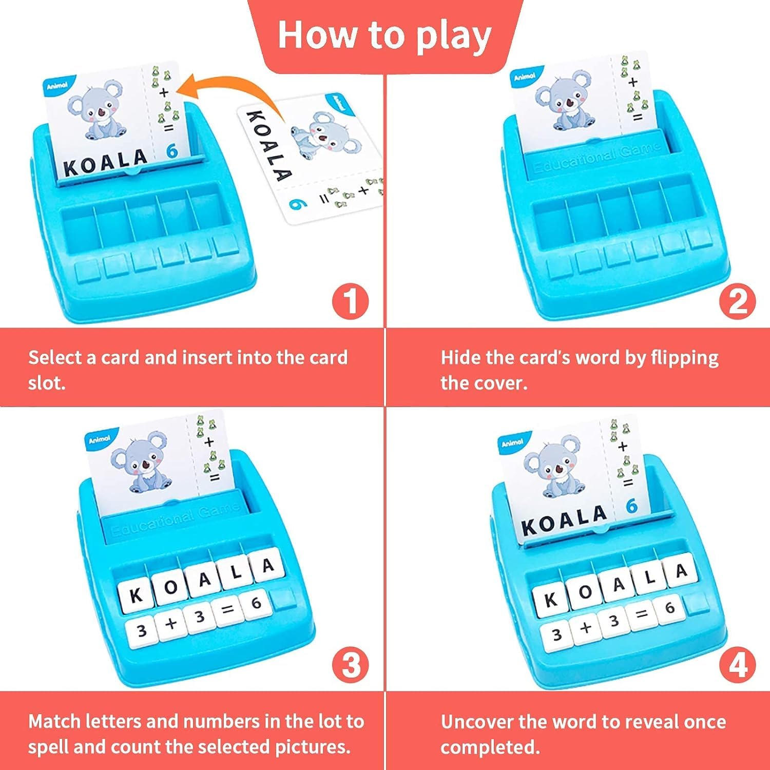 Educational Game of Learning Words with Flash Cards 2 in 1 Matching Letter and Number Games for Boys and Girls Sight Words Recognition Kindergarten Teaching Tools Preschool 3 to 8 Years Old