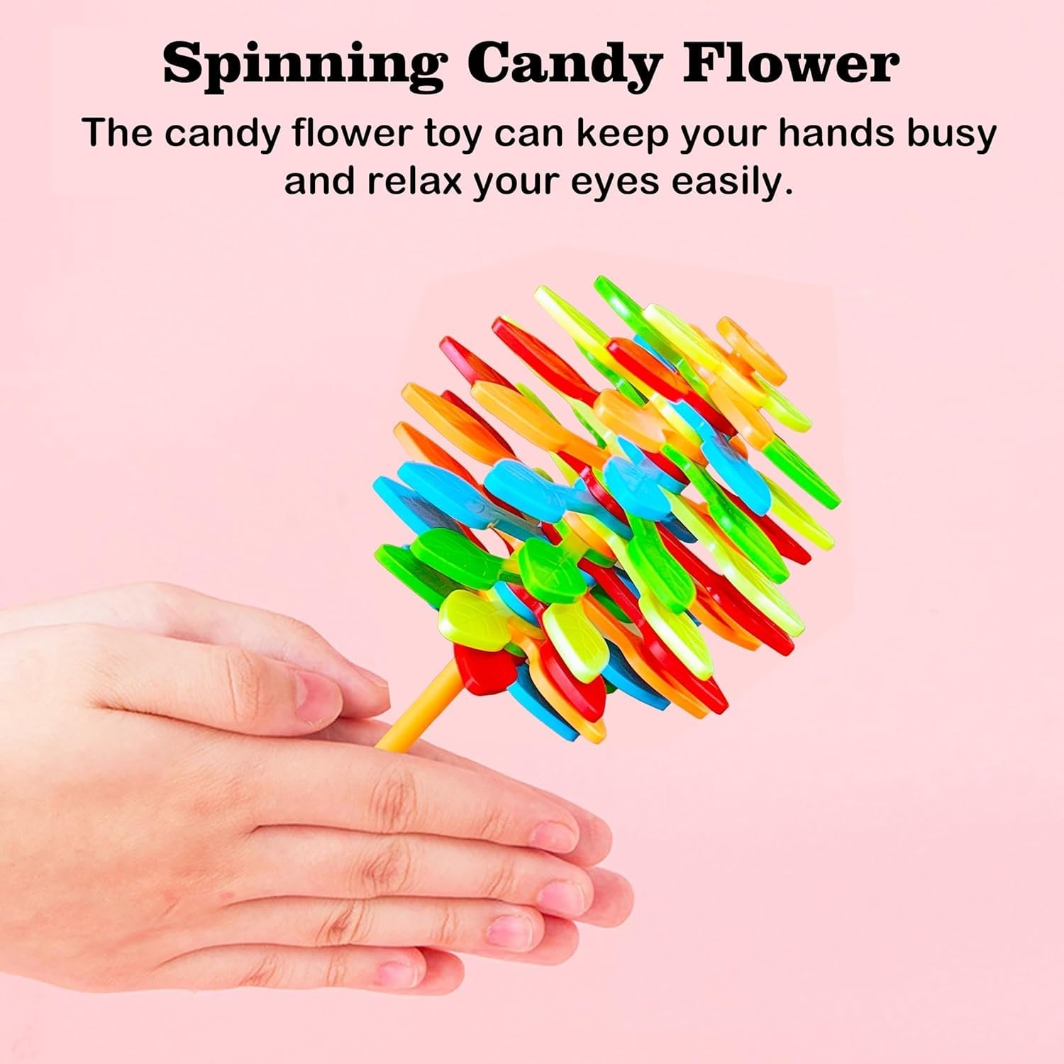 Candy Flower Toy for Kids, Stress Relief Toy - Colourfull Twisting and Rotating Fidget Spinner, Durable, Fun Stress Buster Gift