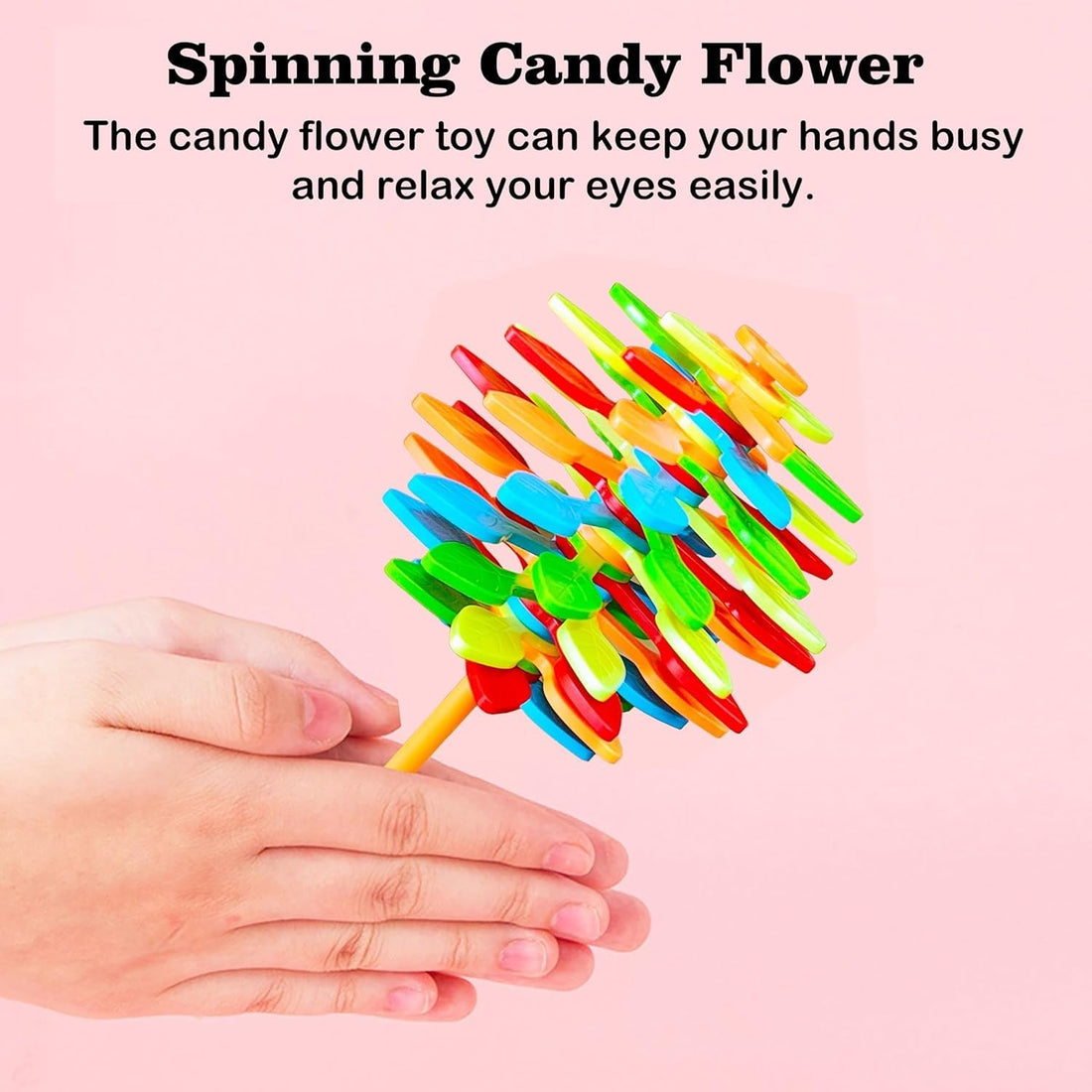 Candy Flower Toy for Kids, Stress Relief Toy - Colourfull Twisting and Rotating Fidget Spinner, Durable, Fun Stress Buster Gift