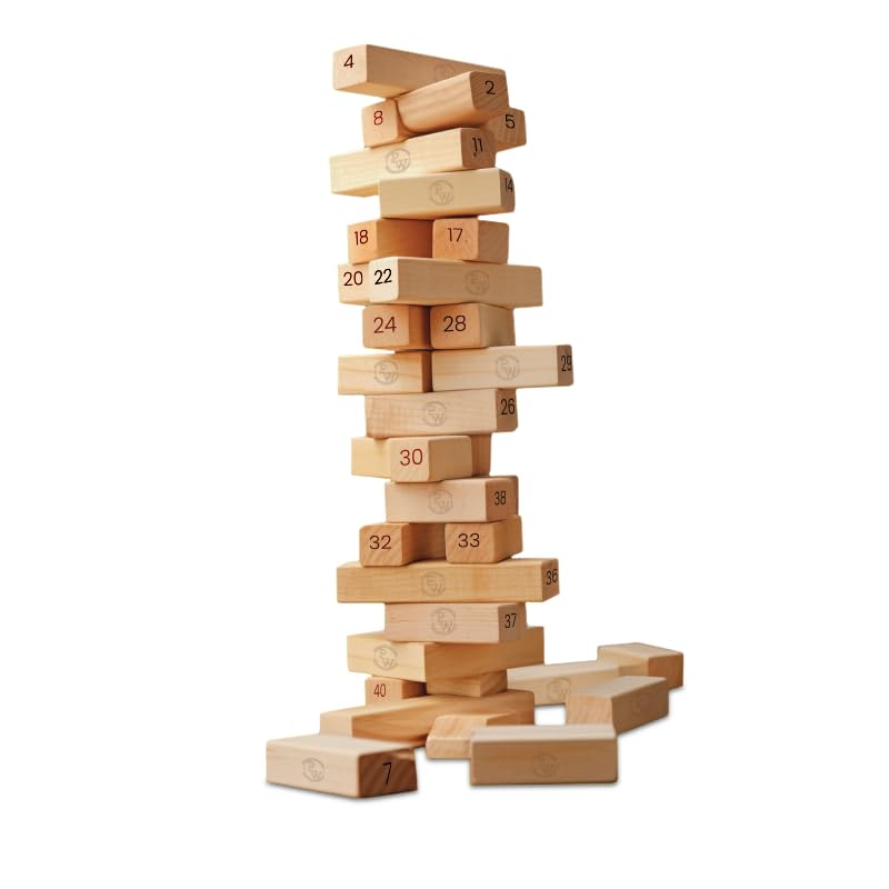 Tumbling Tower - Premium Stacking Tower Game for Kids, Adult & Family | Improves Strategic Thinking, Fine Motor Skills, Concentration | Premium Wood