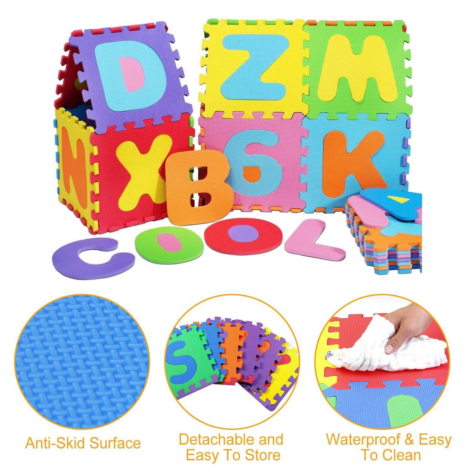 Alphabet and Number ABCD  Mini Puzzle Mat for Kids Learning & Fun Purpose[Suitable for Above 2 Years Children][36 Pcs]