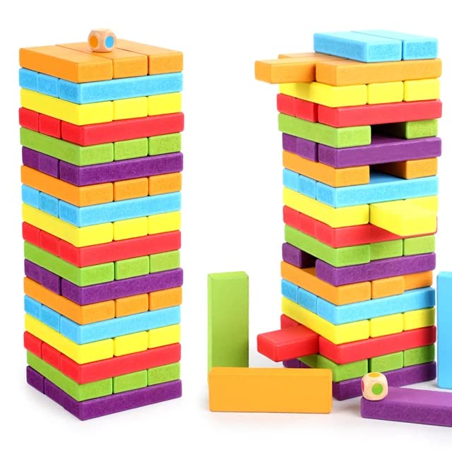 Toy Imagine Colourful Wooden Blocks for Boys 7-14 Years – Indoor Balancing & Building Game, Montessori Wooden Toys, Kids Activity Tower Block for Cognitive Development