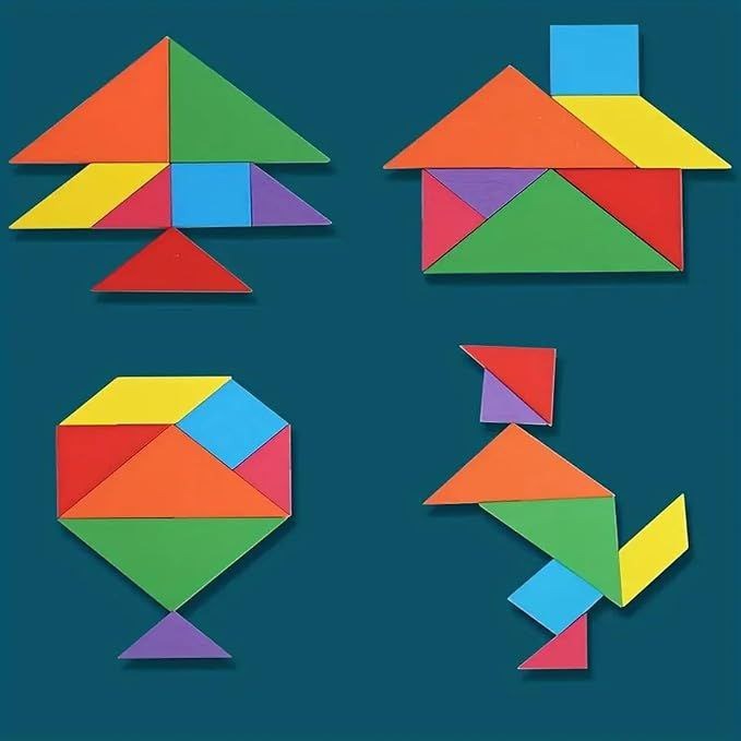 Wooden Rainbow 3D Puzzle Block Game | Montessori Educational Tangram Toy for Kids | DIY Brain Teaser & Shape Sorting Learning Toy