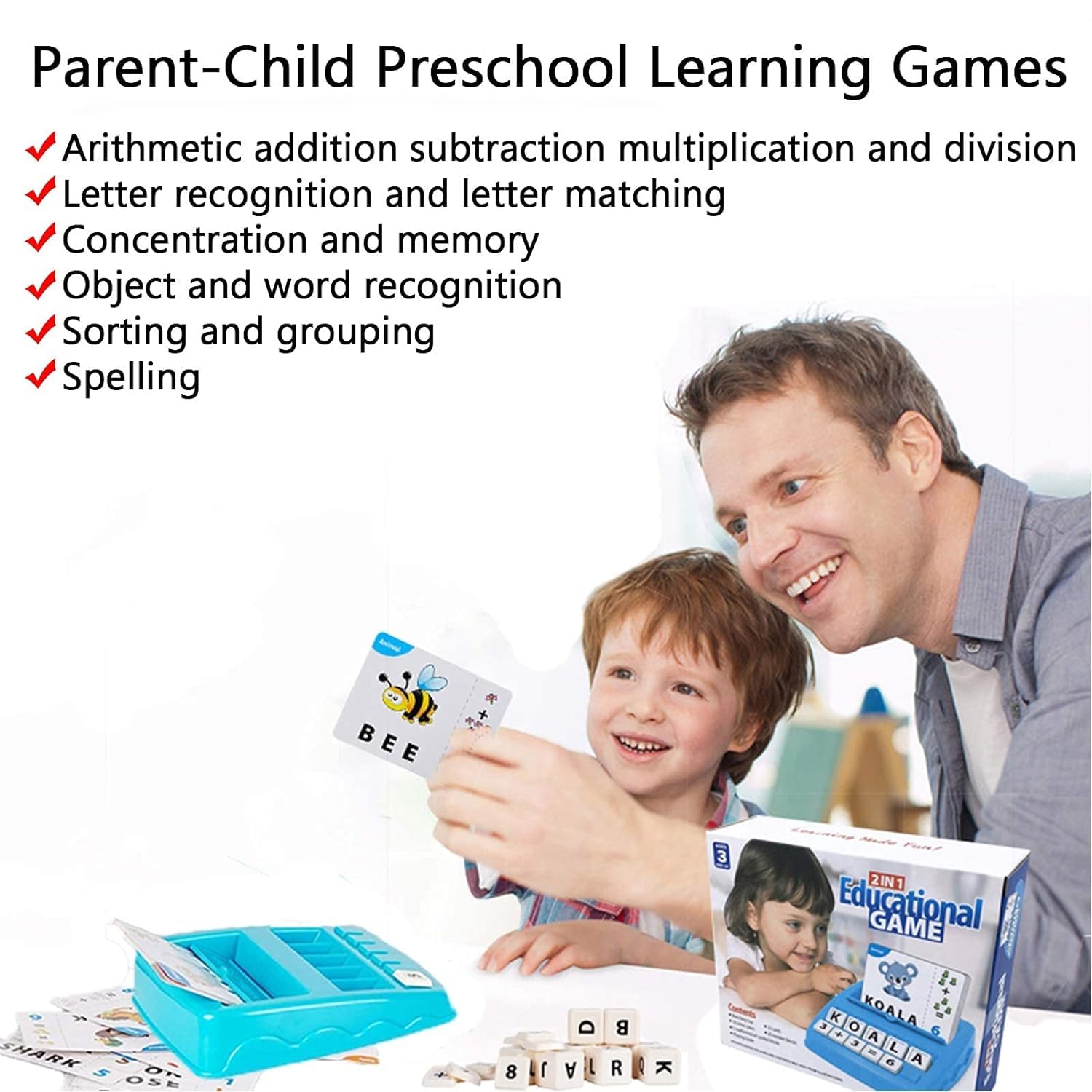 Educational Game of Learning Words with Flash Cards 2 in 1 Matching Letter and Number Games for Boys and Girls Sight Words Recognition Kindergarten Teaching Tools Preschool 3 to 8 Years Old