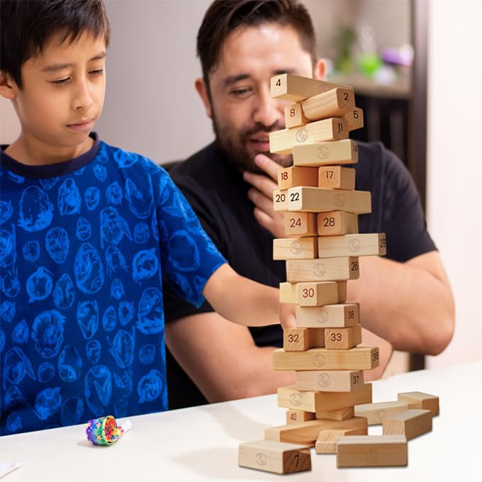 Tumbling Tower - Premium Stacking Tower Game for Kids, Adult & Family | Improves Strategic Thinking, Fine Motor Skills, Concentration | Premium Wood