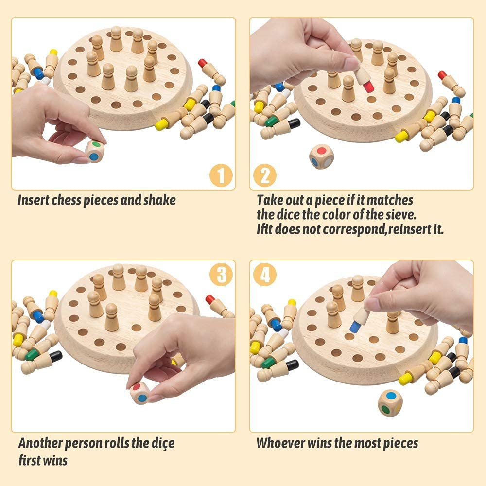 Wooden Memory Match Stick Chess Game,BLOWEST Colorful Memory Chess, Funny Block Board Game, Early Educational Toy, Brain Training Games