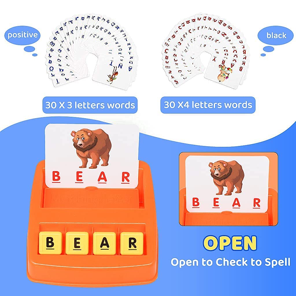 Educational Game of Learning Words with Flash Cards 2 in 1 Matching Letter and Number Games for Boys and Girls Sight Words Recognition Kindergarten Teaching Tools Preschool 3 to 8 Years Old