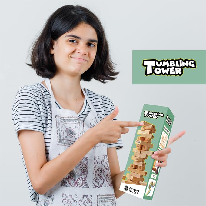 Tumbling Tower - Premium Stacking Tower Game for Kids, Adult & Family | Improves Strategic Thinking, Fine Motor Skills, Concentration | Premium Wood