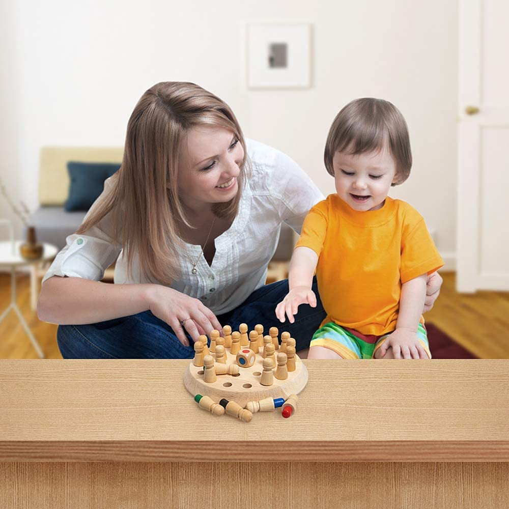 Wooden Memory Match Stick Chess Game,BLOWEST Colorful Memory Chess, Funny Block Board Game, Early Educational Toy, Brain Training Games