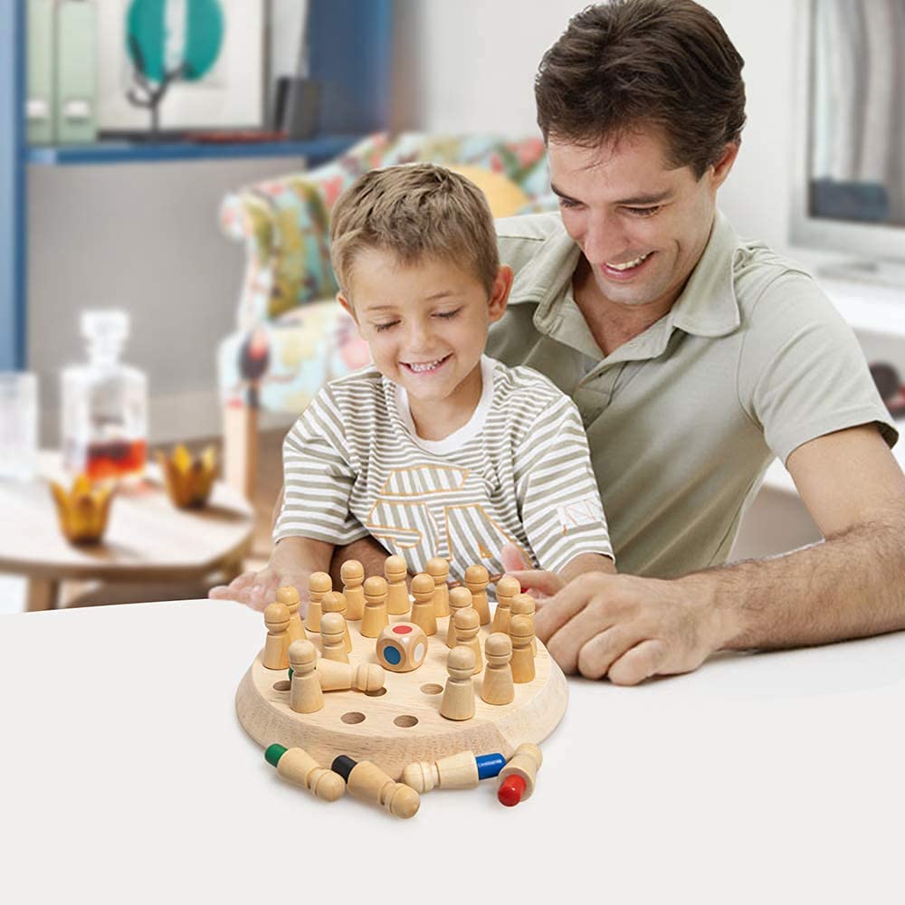 Wooden Memory Match Stick Chess Game,BLOWEST Colorful Memory Chess, Funny Block Board Game, Early Educational Toy, Brain Training Games