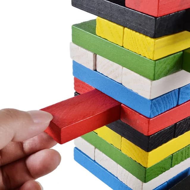 Toy Imagine Colourful Wooden Blocks for Boys 7-14 Years – Indoor Balancing & Building Game, Montessori Wooden Toys, Kids Activity Tower Block for Cognitive Development