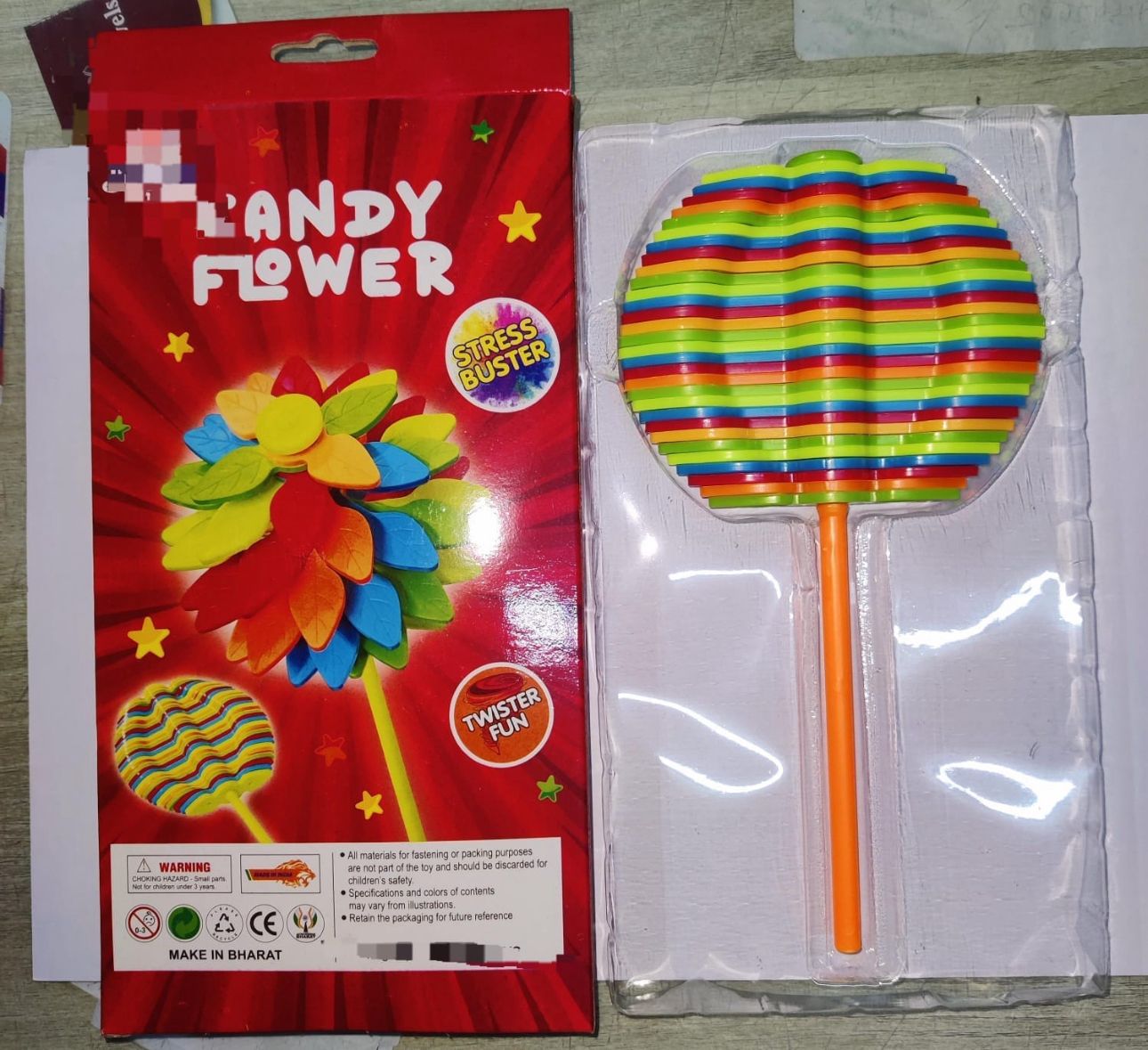 Candy Flower Toy for Kids, Stress Relief Toy - Colourfull Twisting and Rotating Fidget Spinner, Durable, Fun Stress Buster Gift