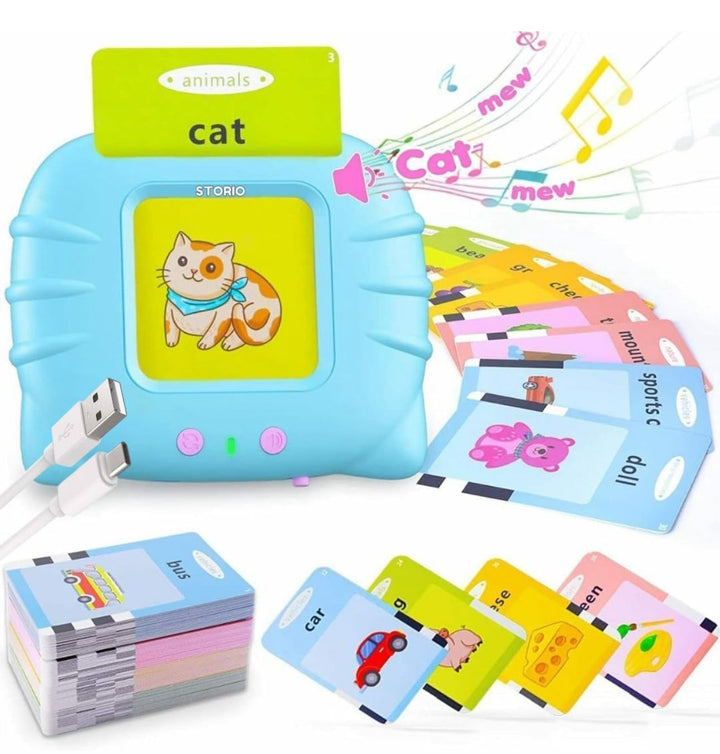 Colorful Double-Sided Flash Cards, Rechargeable Montessori Educational Cards, Interactive Learning Toys for Kids,224 Words Develop Language Skills Best Gift for Boy Girl